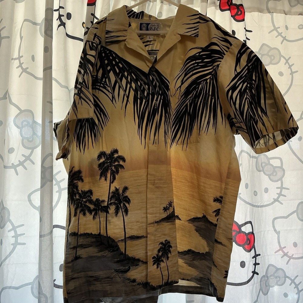 Vintage 70s Hawaiian Shirt L RJC Mens Made In Hawaii USA